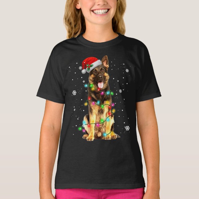 Camiseta Navidades de árbol de pastores alemanes dulces nav (Anverso)