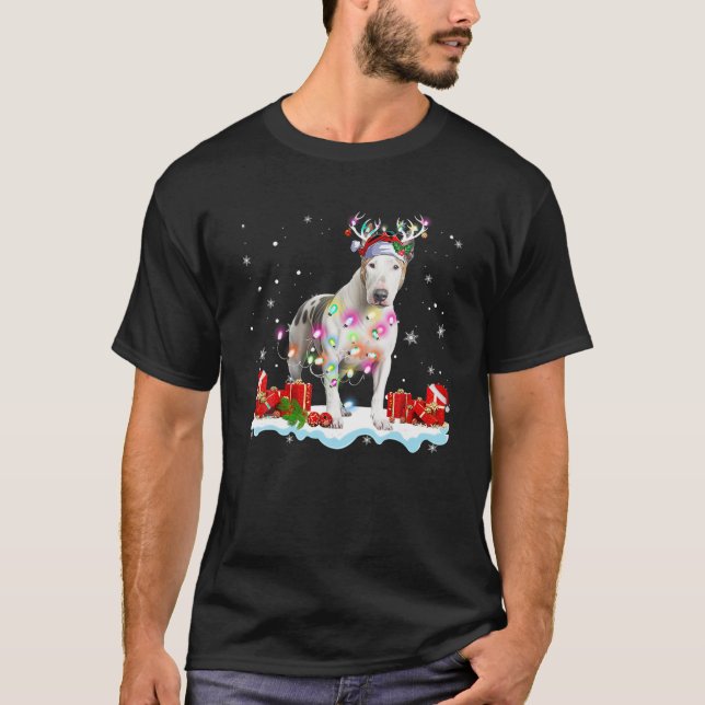 Camiseta Navidades de árbol de perros bull terrier sudan na (Anverso)