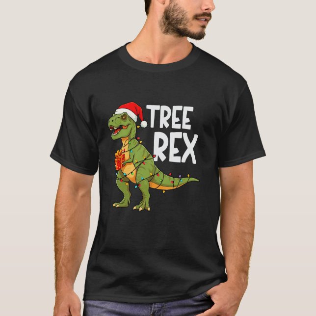 Camiseta Navidades de árbol Rex Árbol de dinosaurios T Navi (Anverso)