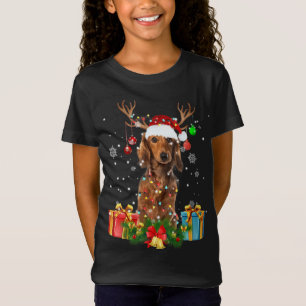 Camiseta Navidades de árboles de perro de Dachshund alumbra