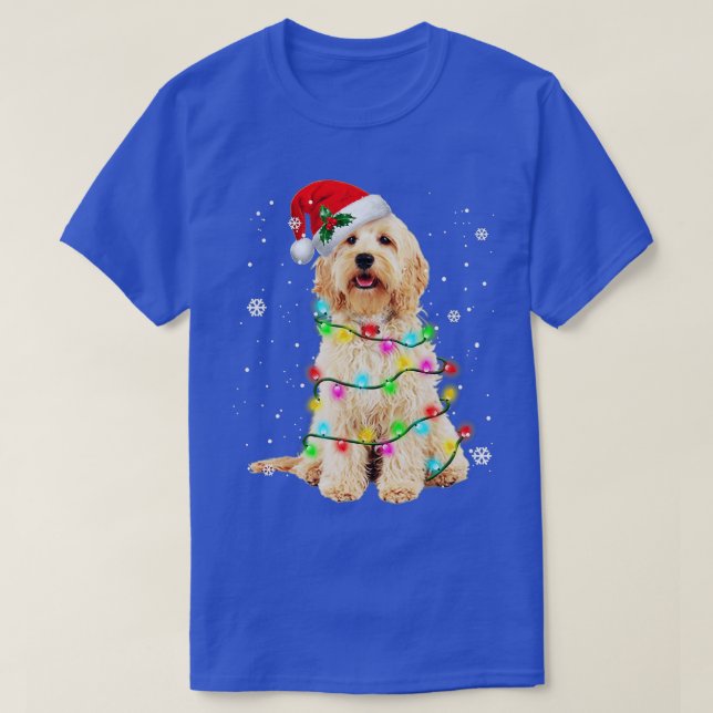 Camiseta Navidades de árboles de perro de Goldendoodle Swea (Diseño del anverso)