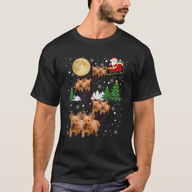 Camiseta Navidades de árboles de perro de Goldendoodle Swea (Anverso)