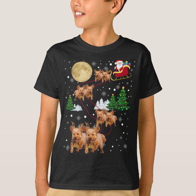 Camiseta Navidades de árboles de perro de Goldendoodle Swea (Anverso)