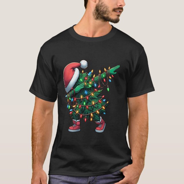 Camiseta Navidades de árboles navideños alumbran a Santa Ha (Anverso)