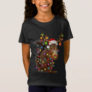 Camiseta Navidades de ardilla divertidos alumbran a Navidad