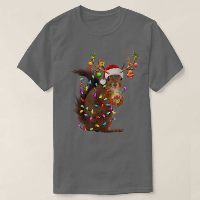 Camiseta Navidades de ardilla divertidos alumbran a Navidad (Diseño del anverso)
