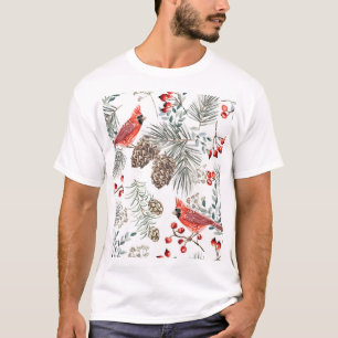 Camiseta Navidades de aves cardinales Patrón de cosecha