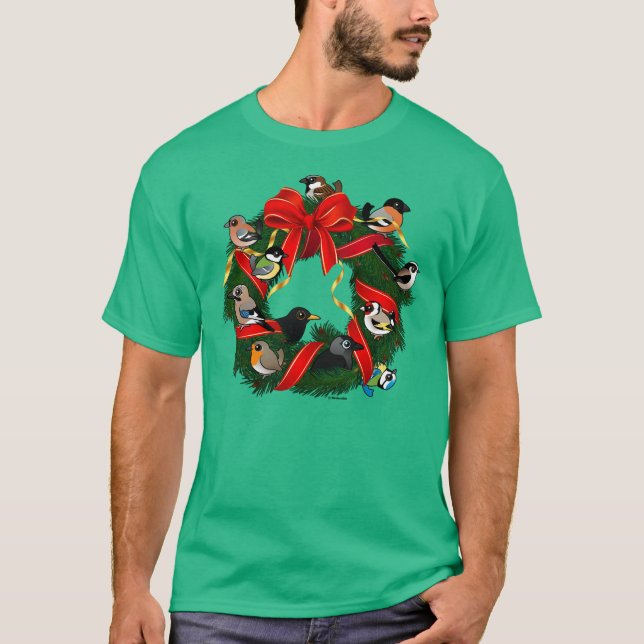 Camiseta Navidades de Aves Jardín Europeos Birdorables Wrea (Anverso)