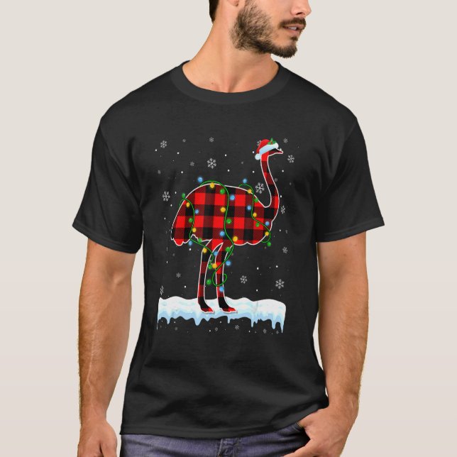 Camiseta Navidades de avestruz Santa Hat adoran animales Na (Anverso)