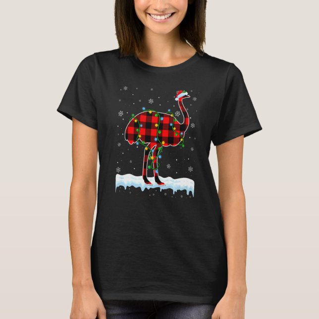 Camiseta Navidades de avestruz Santa Hat cute animales Xmas (Anverso)