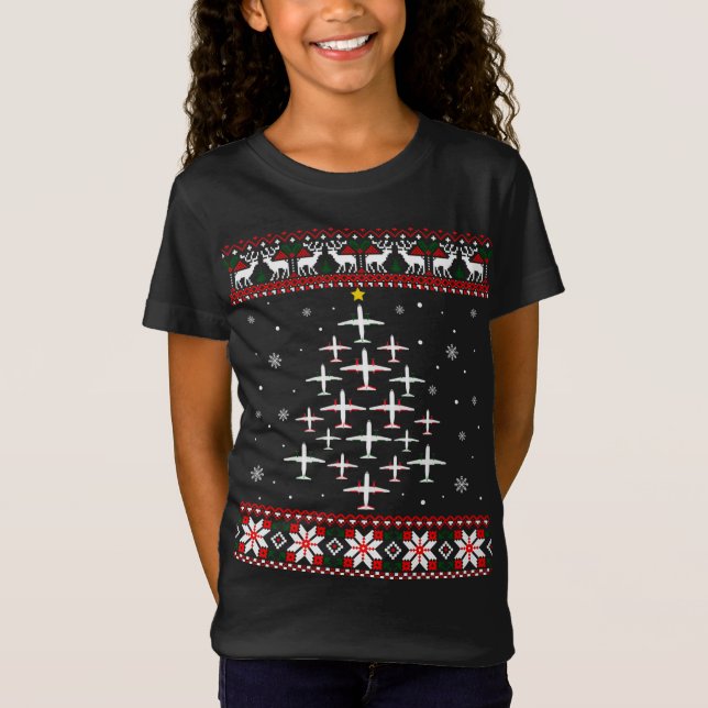 Camiseta Navidades de avión divertidos y feos dulces navide (Anverso)