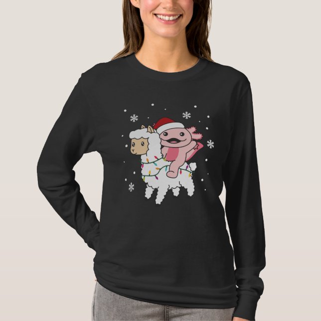 Camiseta Navidades de Axolotl Llama Alpaca Animales de invi (Anverso)