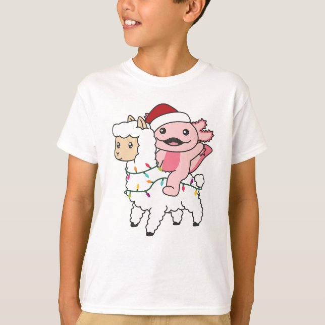 Camiseta Navidades de Axolotl Llama Alpaca Animales de invi (Anverso)