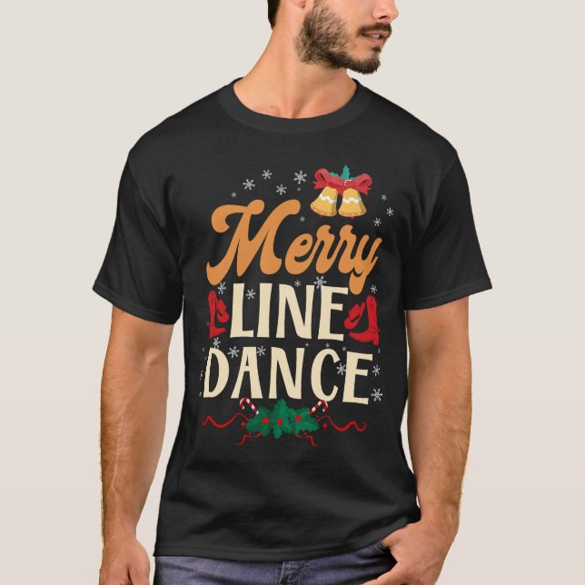 Camiseta Navidades de baile de línea de merry Line (Anverso)