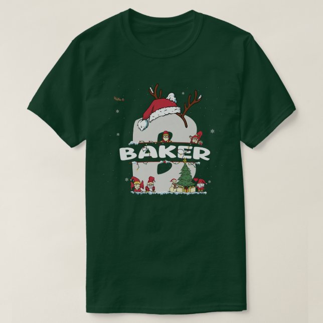 Camiseta Navidades de Baker con nombre de Baker para navida (Diseño del anverso)