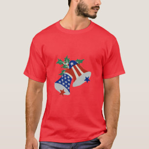 Camiseta Navidades De Bandera De EEUU De Color Blanco Rojo