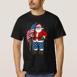 Camiseta Navidades De Bandera Estadounidenses De Santa EEUU