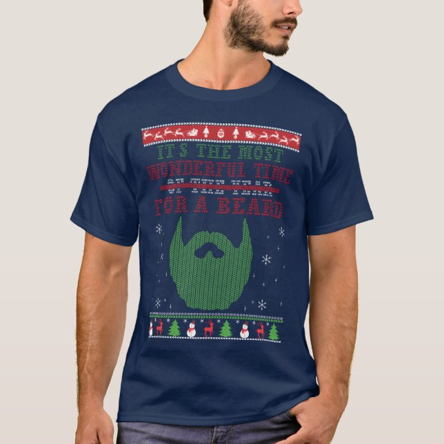 Camiseta Navidades de barba Navidades feos chica con barba (Anverso)