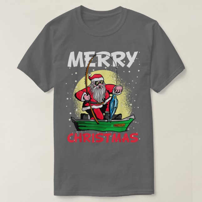 Camiseta Navidades de barcos pesqueros invierno nieve Santa (Diseño del anverso)