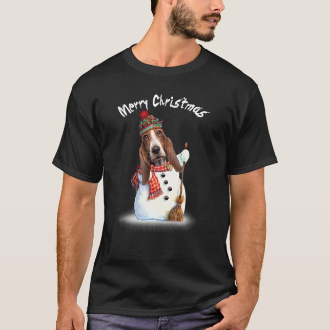 Camiseta Navidades de Basset Hound Feliz Navidad (Anverso)