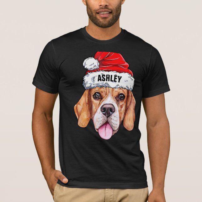 Camiseta Navidades de Beagle Cute Gorra Perro Grande (Anverso)