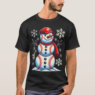 Camiseta Navidades de Béisbol de niños y nevadas de béisbol