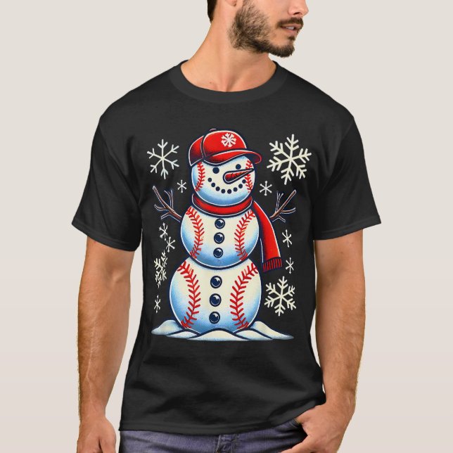 Camiseta Navidades de Béisbol de niños y nevadas de béisbol (Anverso)