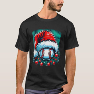 Camiseta Navidades de béisbol Navidad Santa Hat Ball