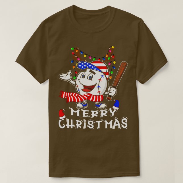 Camiseta Navidades de beisbol navideños iluminan X (Diseño del anverso)