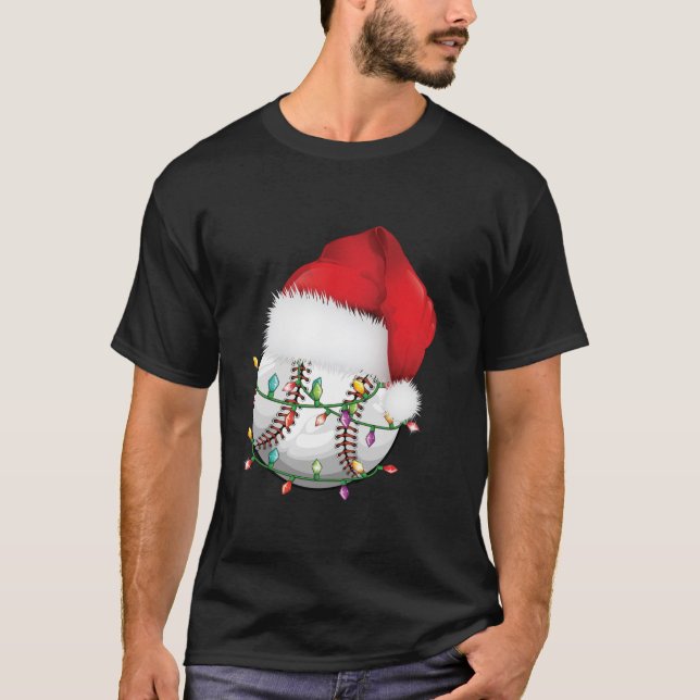 Camiseta Navidades de Béisbol Santa Hat Gracioso Béisbol Na (Anverso)