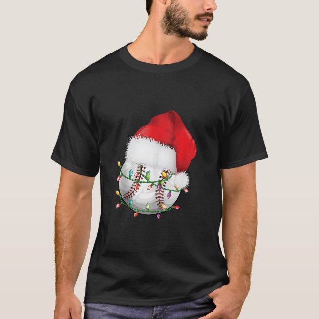 Camiseta Navidades de Béisbol Santa Hat Gracioso Béisbol Na (Anverso)