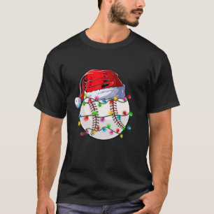 Camiseta Navidades de béisbol Santa Hat Reindeer Funny Base