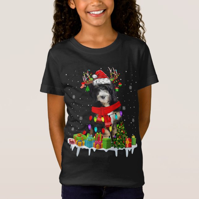 Camiseta Navidades de Bernedoodle alumbran a Santa Reindeer (Anverso)