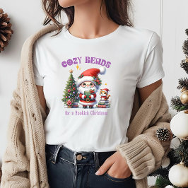 Camiseta Navidades de biblioteca de Santa Claus acogedores 