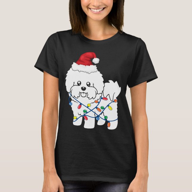 Camiseta Navidades de Bichon Frise encienden obsequios dive (Anverso)