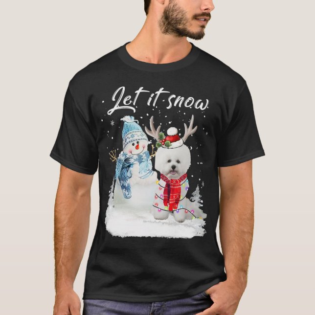 Camiseta Navidades de Bichon Frise Santa Dog Snowman Xmas P (Anverso)