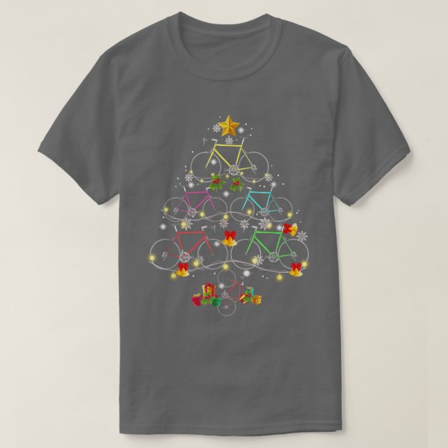 Camiseta Navidades de bicicleta iluminan la nieve con decor (Diseño del anverso)