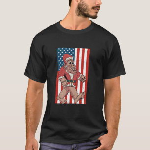 Camiseta Navidades de Bigfoot Santa Claus Bandera Patriótic