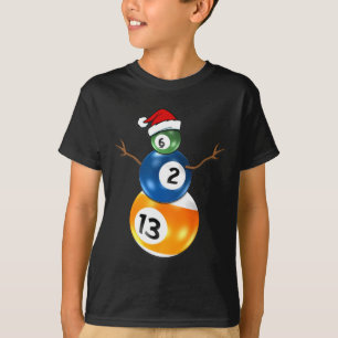 Camiseta Navidades De Billar Snowman Con Mesa De Billar