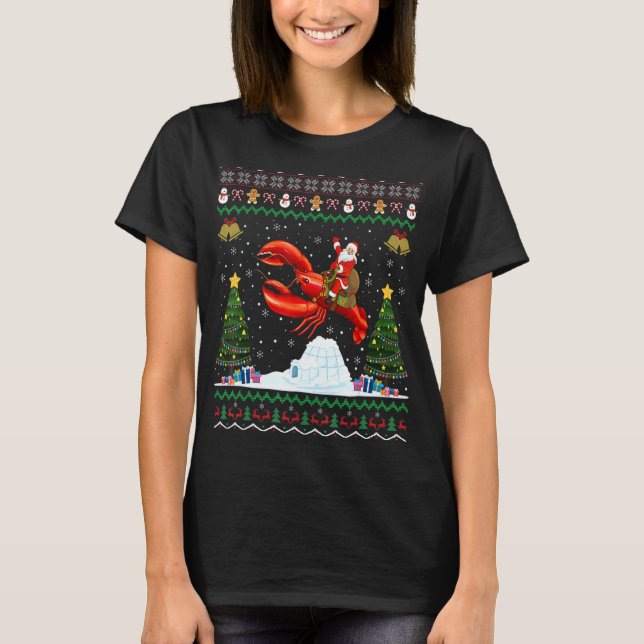 Camiseta Navidades de bogavantes de la fiesta de Navidad en (Anverso)