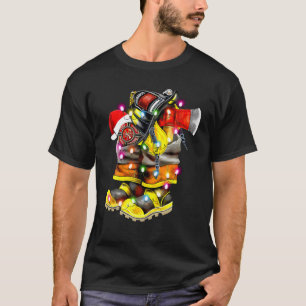 Camiseta Navidades de bomberos de bomberos encendieron la l