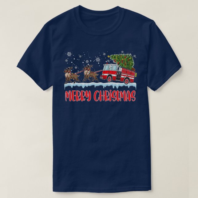 Camiseta Navidades de bomberos Pajama Merry navideño (Diseño del anverso)