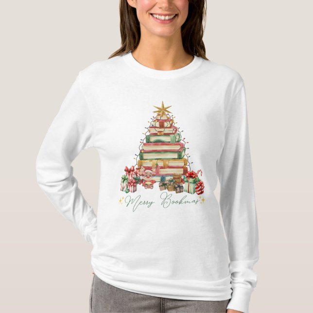 Camiseta Navidades de Bookmas de Book Lover Merry (Anverso)