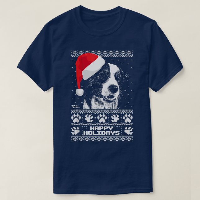 Camiseta Navidades de Border Collie Cute Happy Holidays (Diseño del anverso)