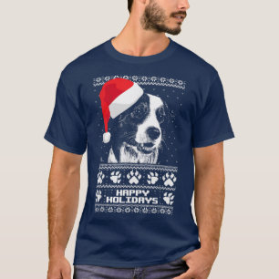 Camiseta Navidades de Border Collie Cute Happy Holidays