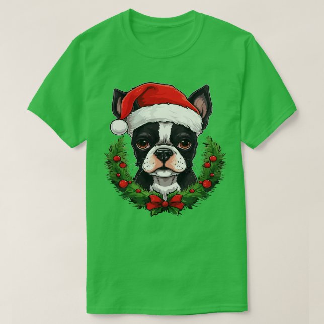 Camiseta Navidades de Boston Terrier (Diseño del anverso)