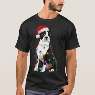 Camiseta Navidades de Boston Terrier iluminan perro de Navi