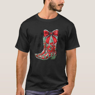 Camiseta Navidades De Bota De Bota De Vaquera Brillantes Y