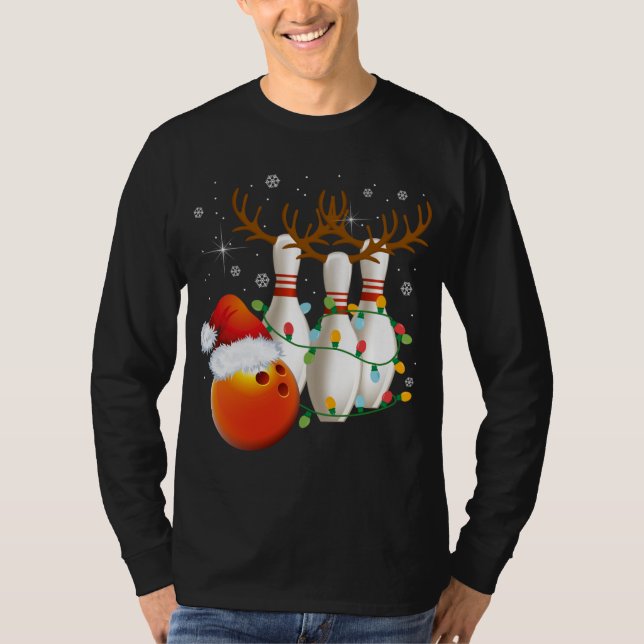Camiseta Navidades de Bowling Gifts Bowling Santa Hat Chris (Anverso)