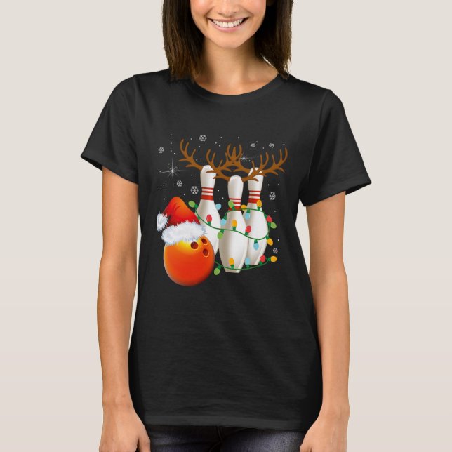 Camiseta Navidades de Bowling Gifts Bowling Santa Hat Chris (Anverso)
